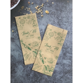 Túi bánh mì  KT4 Nâu in xanh lá